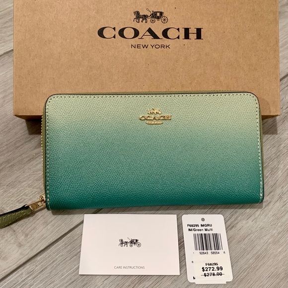 Coach Green Ombre Accordion Zip Around Wallet - Picture 2 of 8